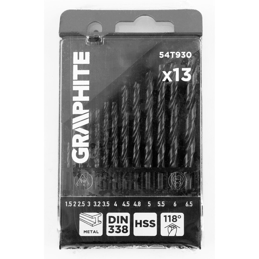 „HSS Metalo grąžtas“, 1,5–6,5 mm, nustatytas 13 kompiuterių 1 „HSS Metalo grąžtas“, 1,5–6,5 mm, nustatytas 13 kompiuterių 1