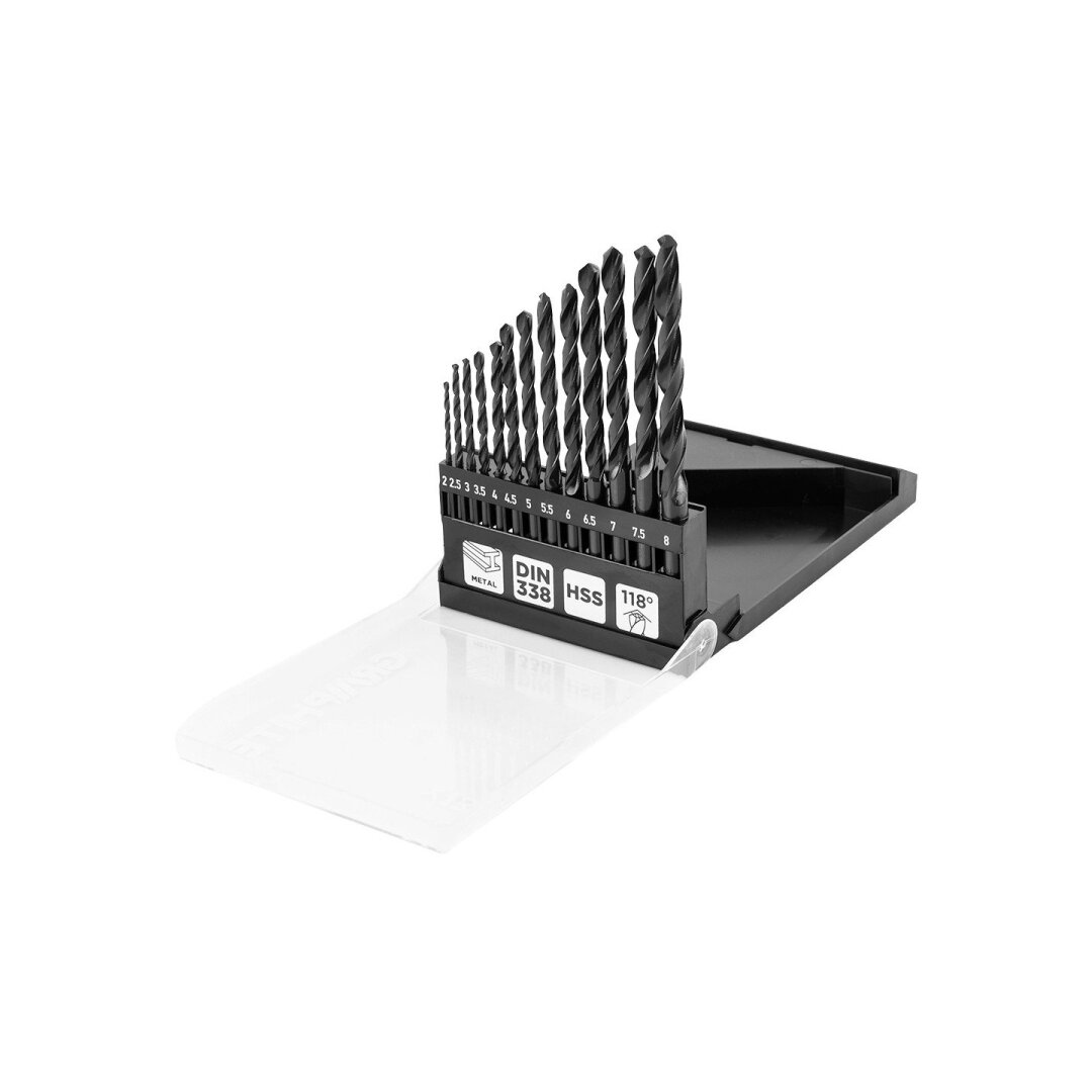 „HSS Metalo grąžtas“, 2–8 mm, 13 vnt. Rinkinys
