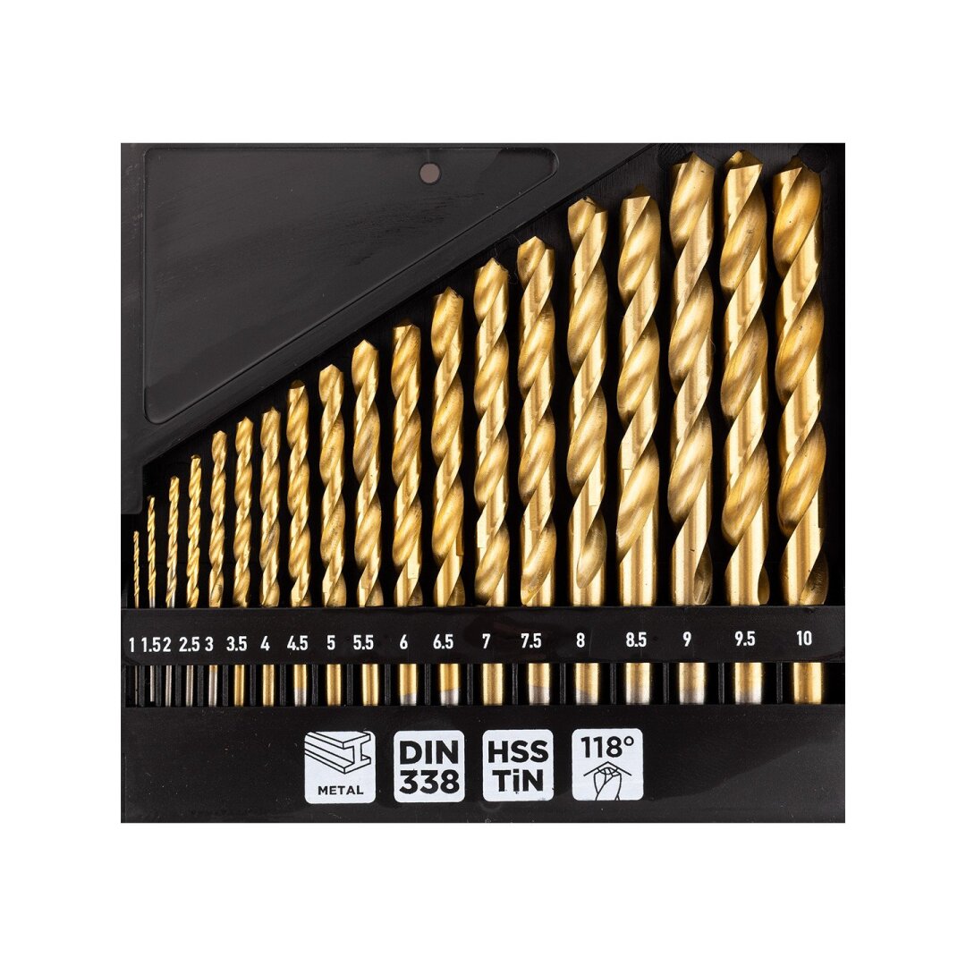 HSS TiN metalo grąžtas, 1 - 10 mm, nustatytas 19 vnt. 4