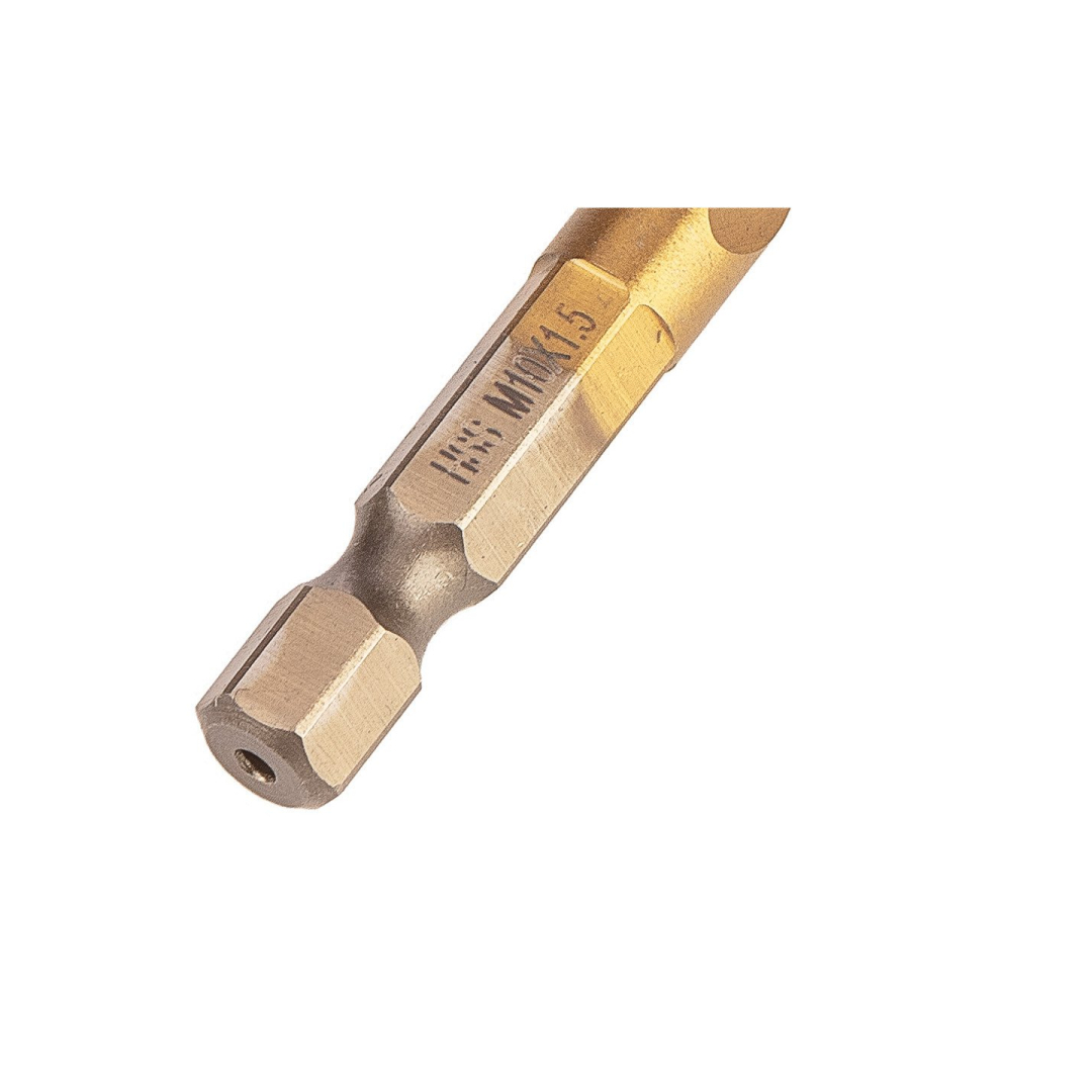 HSS TiN sriegimo grąžtas, M10x1.5 mm, šešiabriaunis 3