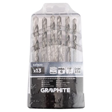 HSS -G metalo grąžtai, 2–8 mm, rinkinys 13 vnt. 1 HSS -G metalo grąžtai, 2–8 mm, rinkinys 13 vnt. 1