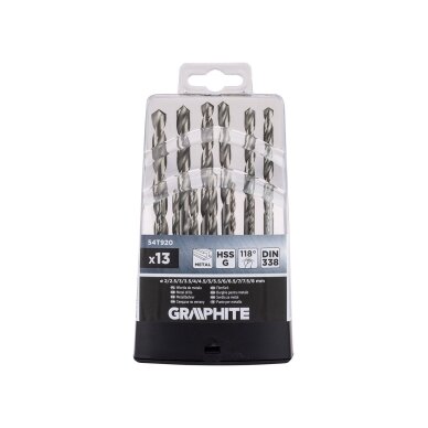 HSS -G metalo grąžtai, 2–8 mm, rinkinys 13 vnt.