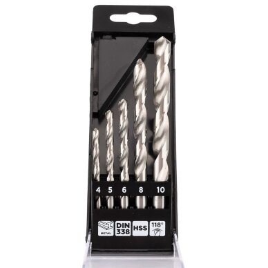 „HSS Metalo“ grąžtai, 4–10 mm, rinkinys 5 vnt. 3 „HSS Metalo“ grąžtai, 4–10 mm, rinkinys 5 vnt. 3