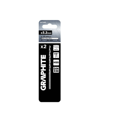 HSS metalo grąžtai, DIN 338, 3,2 mm, 2 vnt. 1
