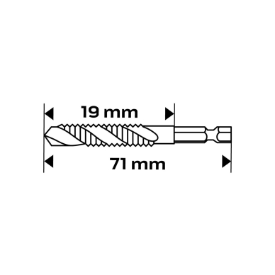 HSS TiN sriegimo grąžtas, M10x1.5 mm, šešiabriaunis 4
