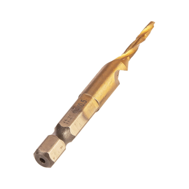 HSS TiN sriegimo grąžtas, M3x0,5 mm, šešiabriaunis 1 HSS TiN sriegimo grąžtas, M3x0,5 mm, šešiabriaunis 1