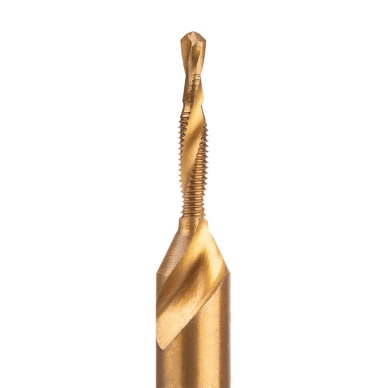 HSS TiN sriegimo grąžtas, M3x0,5 mm, šešiabriaunis 2 HSS TiN sriegimo grąžtas, M3x0,5 mm, šešiabriaunis 2