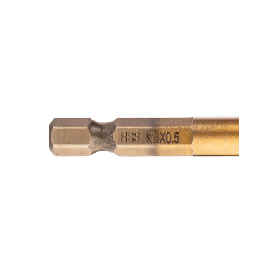 HSS TiN sriegimo grąžtas, M3x0,5 mm, šešiabriaunis 3