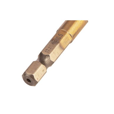 HSS TiN sriegimo grąžtas, M3x0,5 mm, šešiabriaunis 4 HSS TiN sriegimo grąžtas, M3x0,5 mm, šešiabriaunis 4