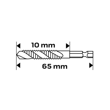 HSS TiN sriegimo grąžtas, M3x0,5 mm, šešiabriaunis 5