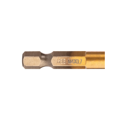 HSS TiN sriegimo grąžtas, M4x0,7 mm, šešiabriaunis 3 HSS TiN sriegimo grąžtas, M4x0,7 mm, šešiabriaunis 3