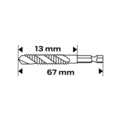HSS TiN sriegimo grąžtas, M5x0,8 mm, šešiabriaunis 5