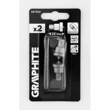 Įgilinimo antgaliai PH1 x 25 mm, 2 vnt. 1 Įgilinimo antgaliai PH1 x 25 mm, 2 vnt. 1
