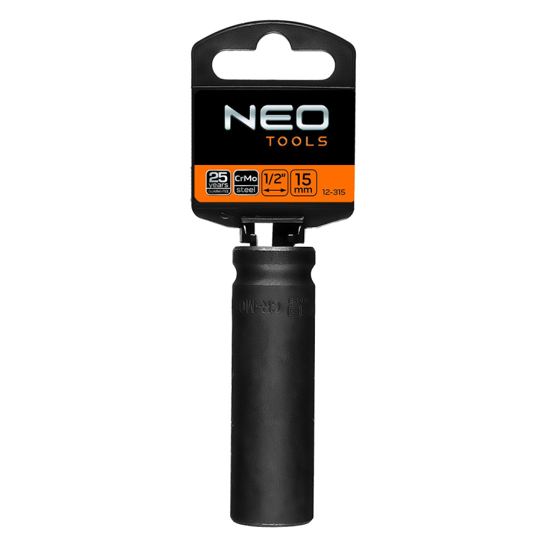 Ilga smūginė galvutė 1/2'', 15 mm, Cr-Mo 1 Ilga smūginė galvutė 1/2'', 15 mm, Cr-Mo 1