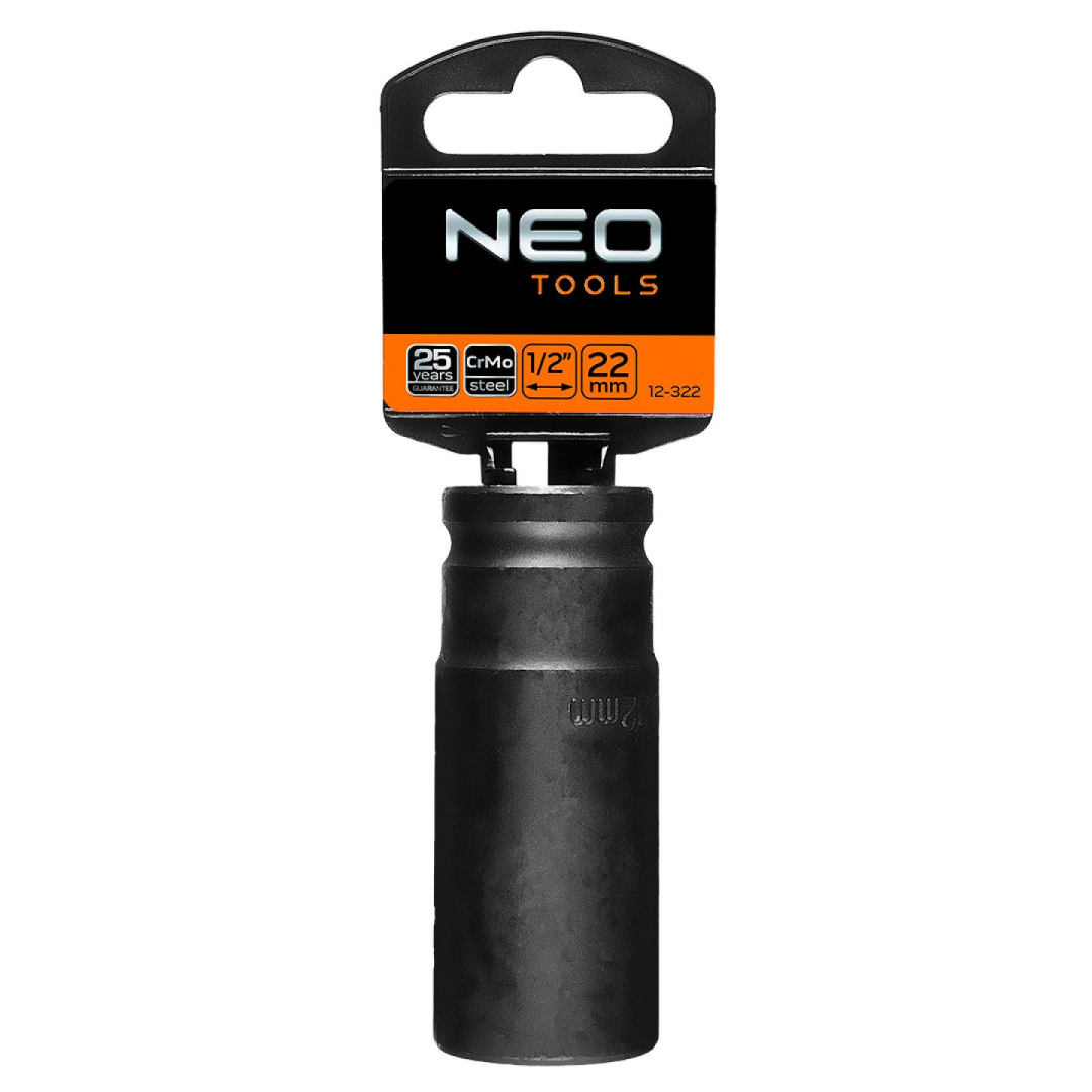 Ilga smūginė galvutė 1/2'', 22 mm, Cr-Mo 1 Ilga smūginė galvutė 1/2'', 22 mm, Cr-Mo 1