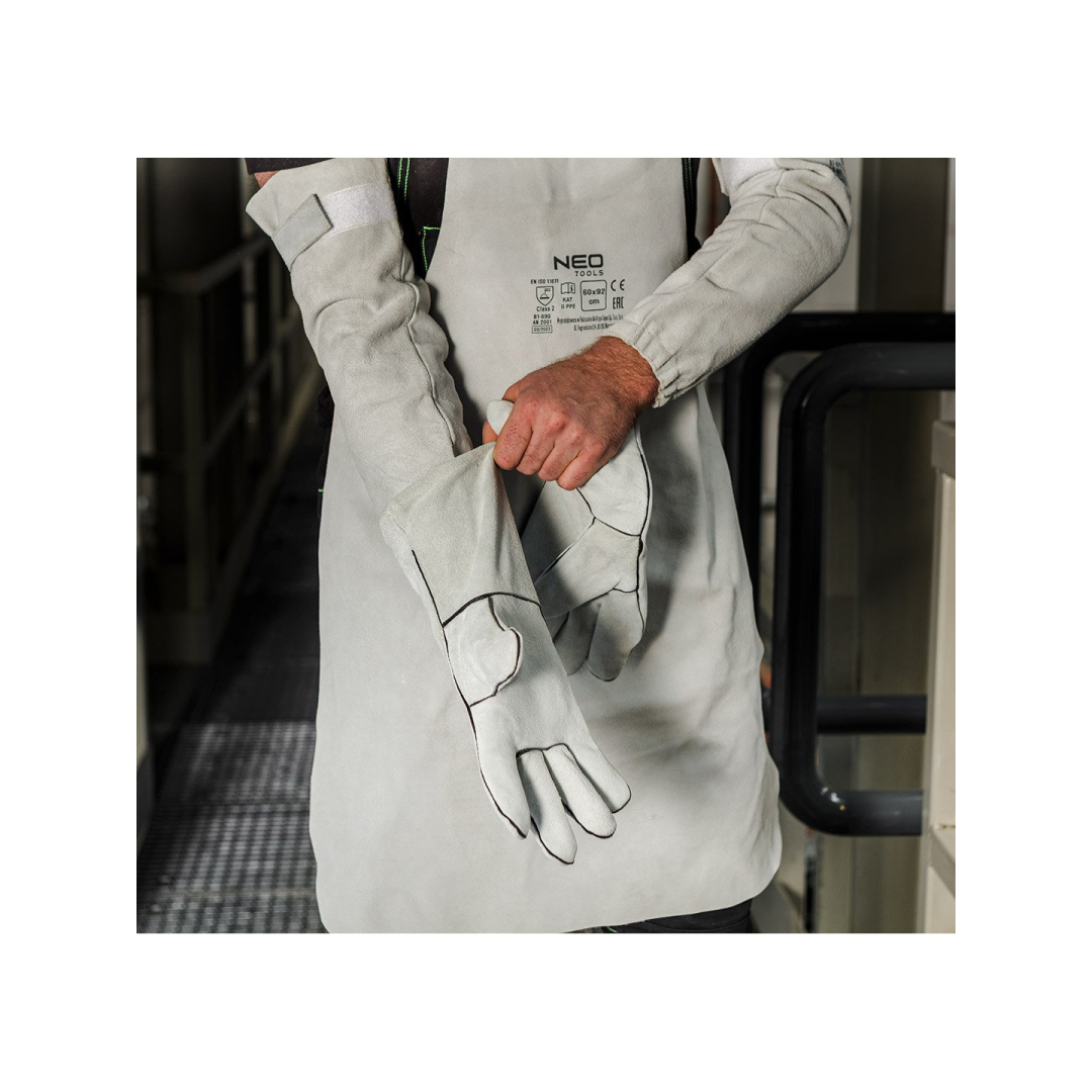 Ilgos suvirinimo pirštinės su kevlaro sriegiu, MAG tipas A, EN 388: 4332X ir EN 407: 442X4X 1