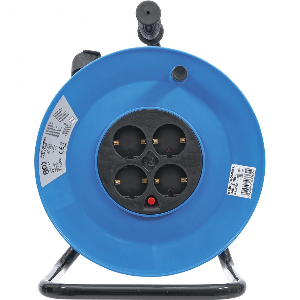 Ilgintuvas su būgnu, BGS-technic, 50 m, 3x1,5 mm², 3000 W 1 Ilgintuvas su būgnu, BGS-technic, 50 m, 3x1,5 mm², 3000 W 1