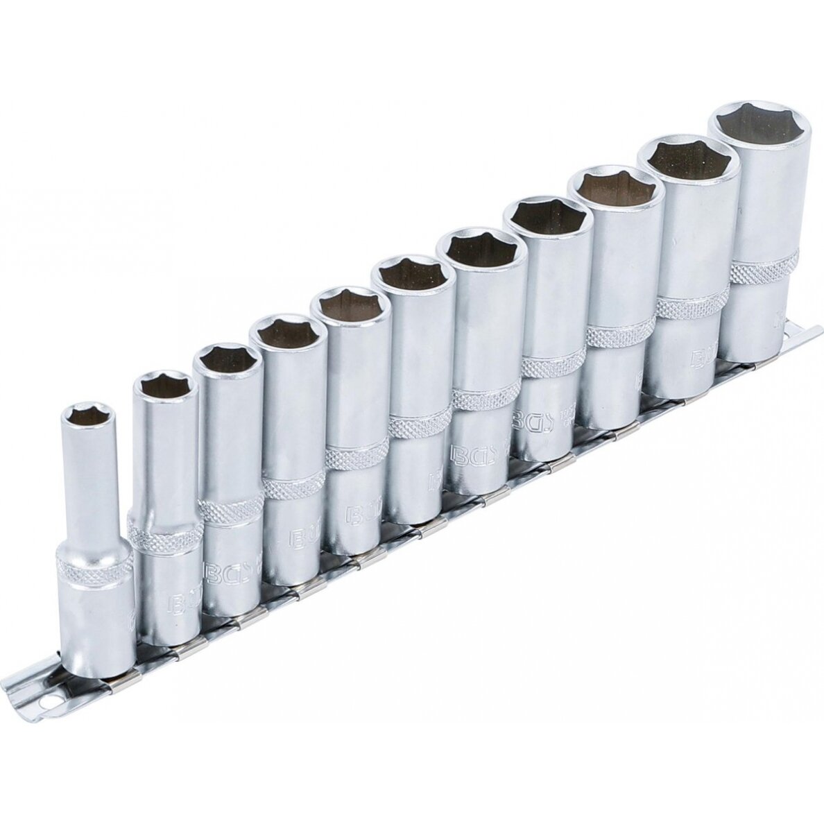 Ilgų galvučių rinkinys, šešiakampės | 10 mm (3/8") | 8 - 19 mm | 11 vnt. (2222)