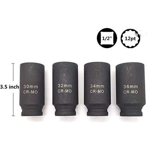 Ilgų galvučių rinkinys pusašiams Essen tools 30/32/34/36mm, 4 vnt. 2 Ilgų galvučių rinkinys pusašiams Essen tools 30/32/34/36mm, 4 vnt. 2