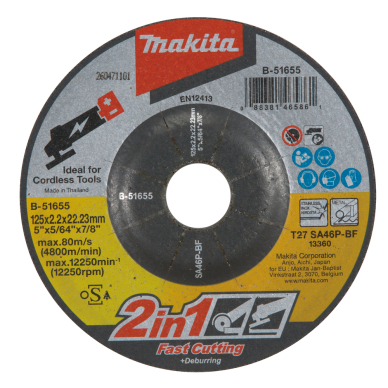 Abrazyvinis pjovimo diskas Makita B-51655, 125 mm Abrazyvinis pjovimo diskas Makita B-51655, 125 mm