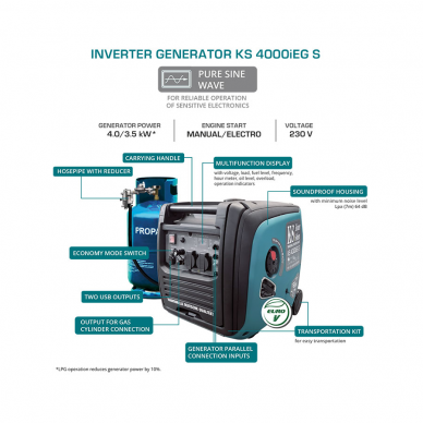 Inverterinis benzininis generatorius Könner&Söhnen KS 4000iEG S, 4.0 kW 9