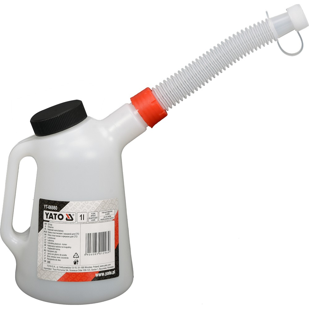 Indas skysčiams su dangteliu ir antgaliu Yato, 1 l Indas skysčiams su dangteliu ir antgaliu Yato, 1 l