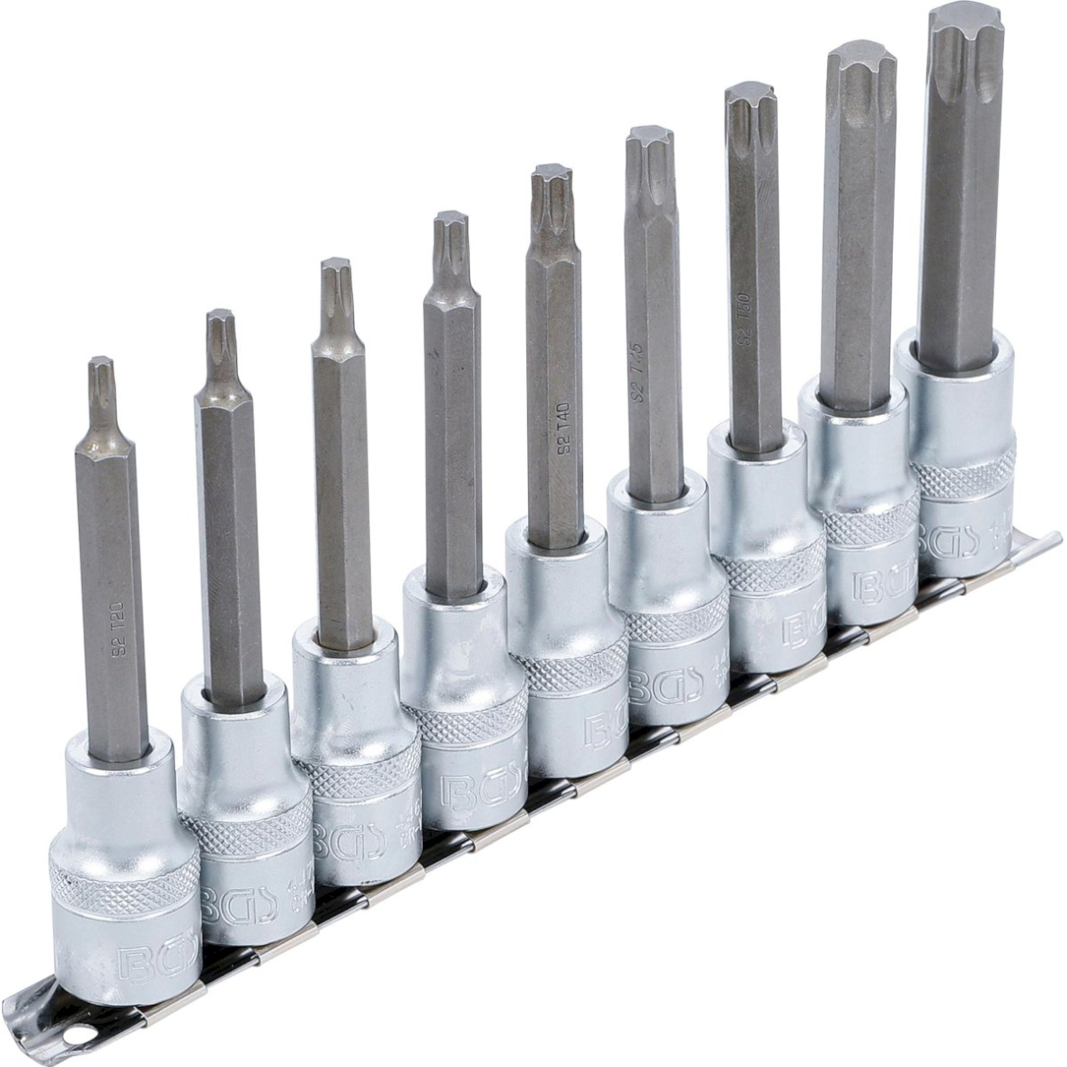 Įpresuotų antgalių rinkinys | 12.5 mm (1/2") | T-Star (Torx) T20 - T60 | 9 vnt. (5177)