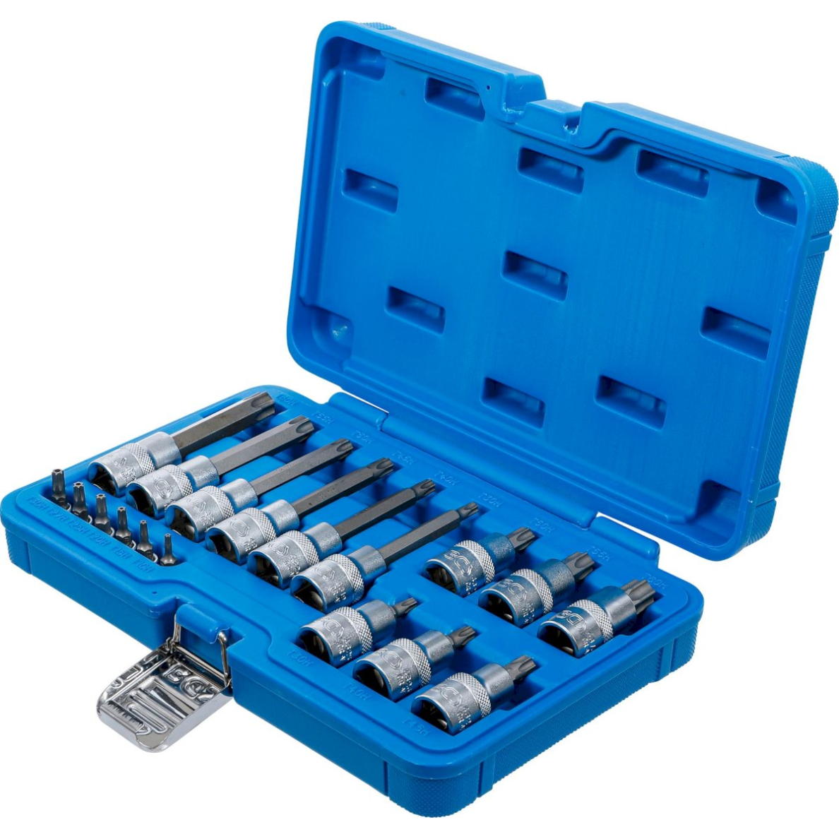 Įpresuotų antgalių rinkinys | 6.3 mm (1/4") / 12.5 mm (1/2") | T-star su skyle (Torx) | 18 vnt. (5174) Įpresuotų antgalių rinkinys | 6.3 mm (1/4") / 12.5 mm (1/2") | T-star su skyle (Torx) | 18 vnt. (5174)