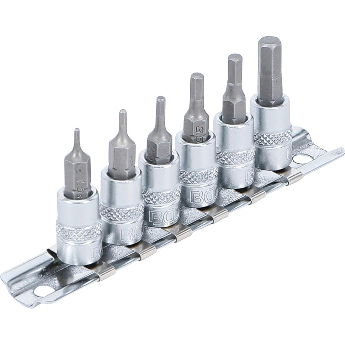 Įpresuotų antgalių rinkinys | 6.3 mm (1/4") | Hex šešiakampis 1,5 - 6 mm | 6 vnt. (5151) Įpresuotų antgalių rinkinys | 6.3 mm (1/4") | Hex šešiakampis 1,5 - 6 mm | 6 vnt. (5151)