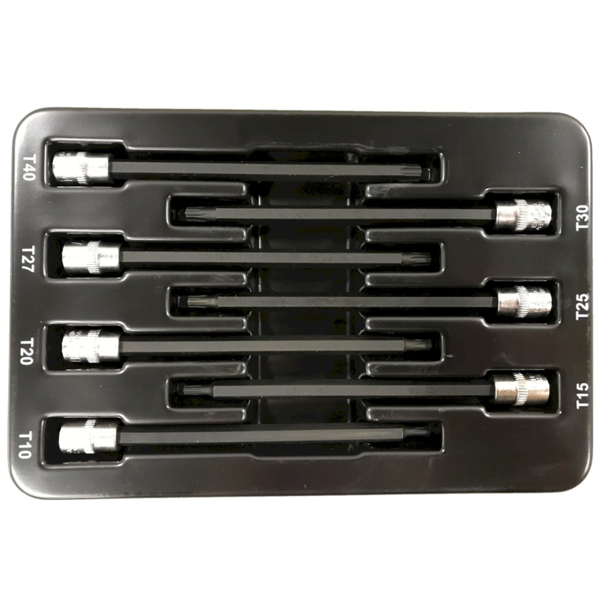 Įpresuotų antgalių rinkinys | 6.3 mm (1/4") | T-Star (Torx) S2 | T10 - T40 | 7 vnt. (S1107) Įpresuotų antgalių rinkinys | 6.3 mm (1/4") | T-Star (Torx) S2 | T10 - T40 | 7 vnt. (S1107)