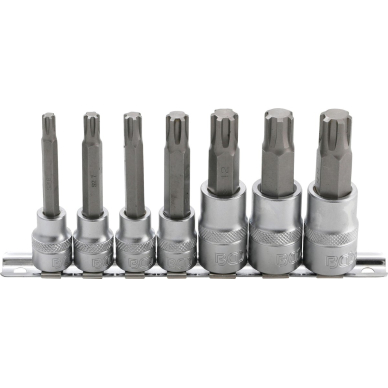 Įpresuotų antgalių rinkinys | 10 mm (3/8") / 12,5 mm (1/2") | Spline (RIBE) M6 - M14 | 7 vnt. (5185)