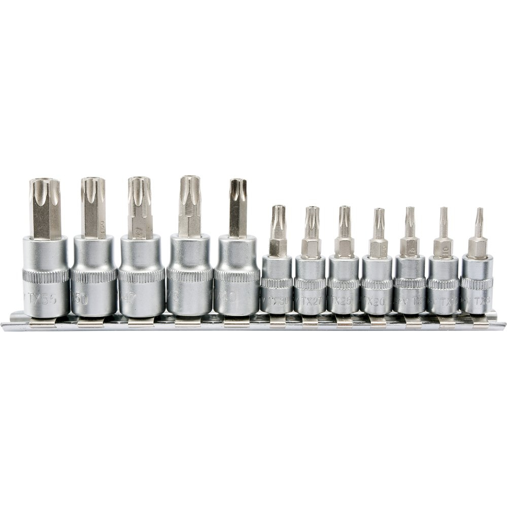 Įpresuotų antgalių rinkinys 1/4"+3/8", 12 vnt T-Star su skylėmis T8-T55 (YT-04332) Įpresuotų antgalių rinkinys 1/4"+3/8", 12 vnt T-Star su skylėmis T8-T55 (YT-04332)
