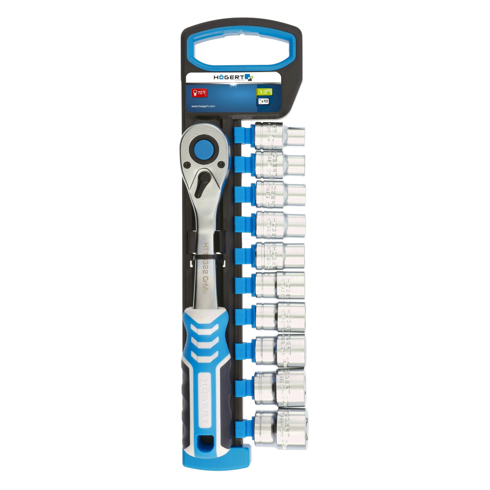 Įrankių komplektas 1/2" CrV, 11dalių HOEGERT HT1R332 Įrankių komplektas 1/2" CrV, 11dalių HOEGERT HT1R332