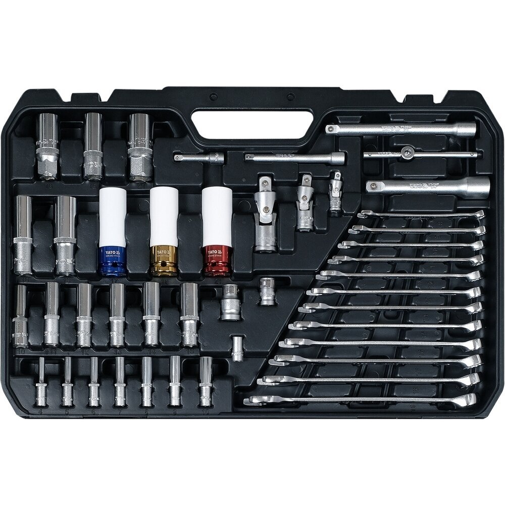Įrankių rinkinys | 6.3 mm (1/4") / 10 mm (3/8") / 12,5 mm (1/2") | 198 vnt. (YT-38850) 3 Įrankių rinkinys | 6.3 mm (1/4") / 10 mm (3/8") / 12,5 mm (1/2") | 198 vnt. (YT-38850) 3