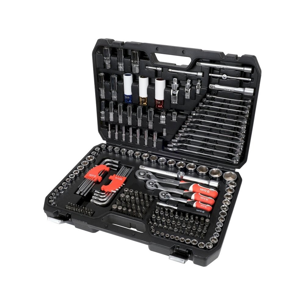 Įrankių rinkinys | 6.3 mm (1/4") / 10 mm (3/8") / 12,5 mm (1/2") | 198 vnt. (YT-38850) Įrankių rinkinys | 6.3 mm (1/4") / 10 mm (3/8") / 12,5 mm (1/2") | 198 vnt. (YT-38850)