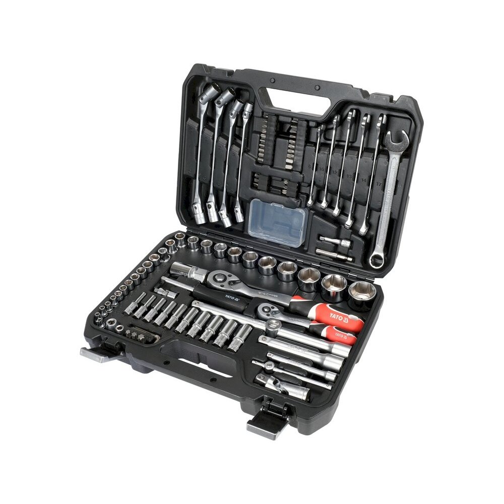 Įrankių rinkinys | 6.3 mm (1/4") + 12.5 mm (1/2") | 93 vnt. (YT-38784) Įrankių rinkinys | 6.3 mm (1/4") + 12.5 mm (1/2") | 93 vnt. (YT-38784)