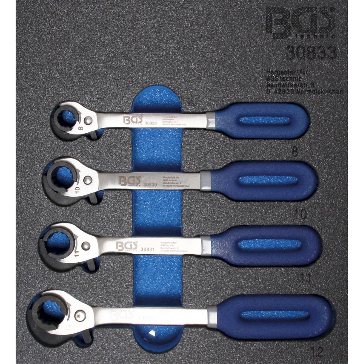 Įrankių dėklas 1/6: atvirų terkšlinių raktų rinkinys | 4 vnt. (30833) Įrankių dėklas 1/6: atvirų terkšlinių raktų rinkinys | 4 vnt. (30833)