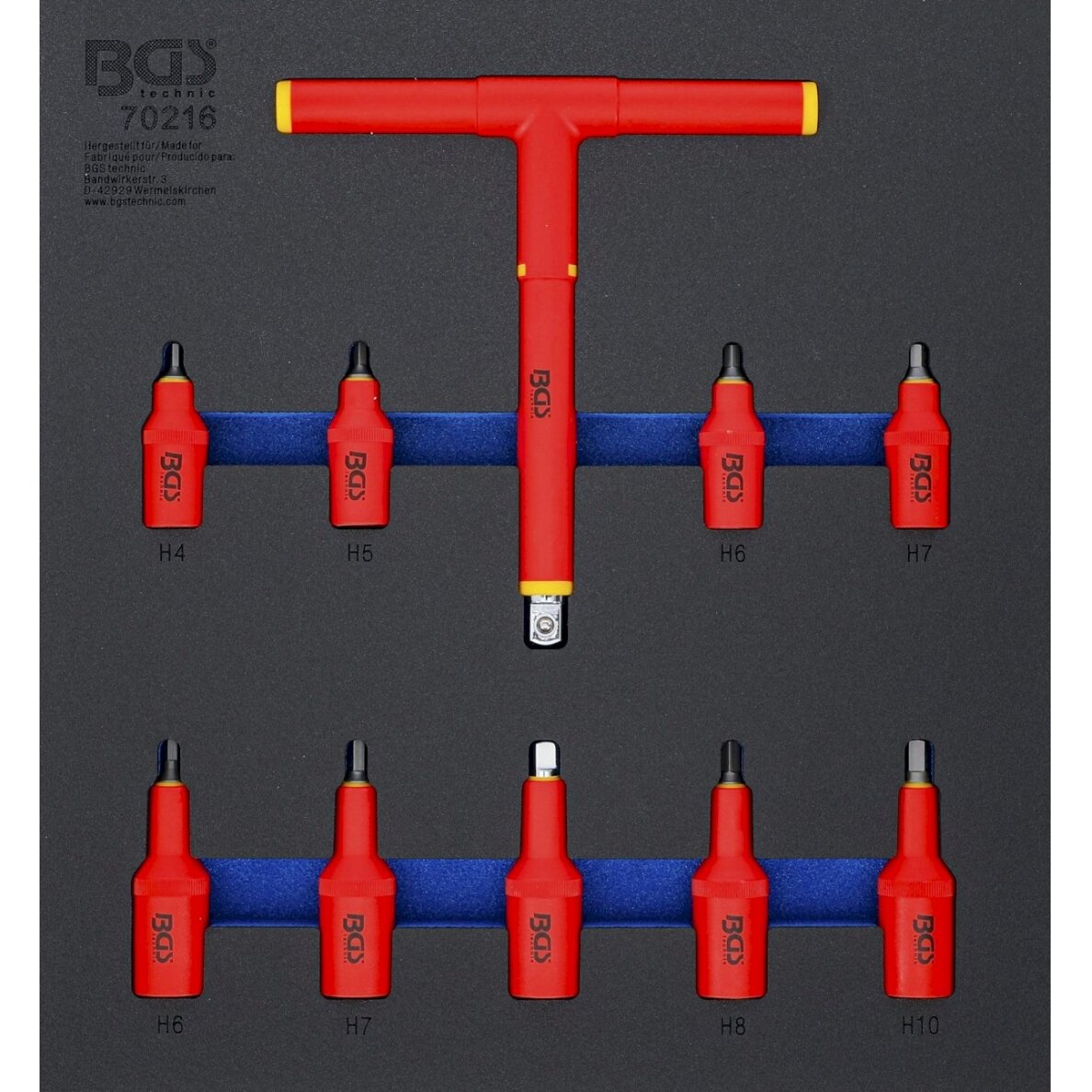 Įrankių dėklas 2/3: VDE įpresuotų antgalių rinkinys | 10 mm (3/8") / 12,5 mm (1/2") Hex šešiakampis 4 - 10 mm | 10 vnt (70216) 1 Įrankių dėklas 2/3: VDE įpresuotų antgalių rinkinys | 10 mm (3/8") / 12,5 mm (1/2") Hex šešiakampis 4 - 10 mm | 10 vnt (70216) 1