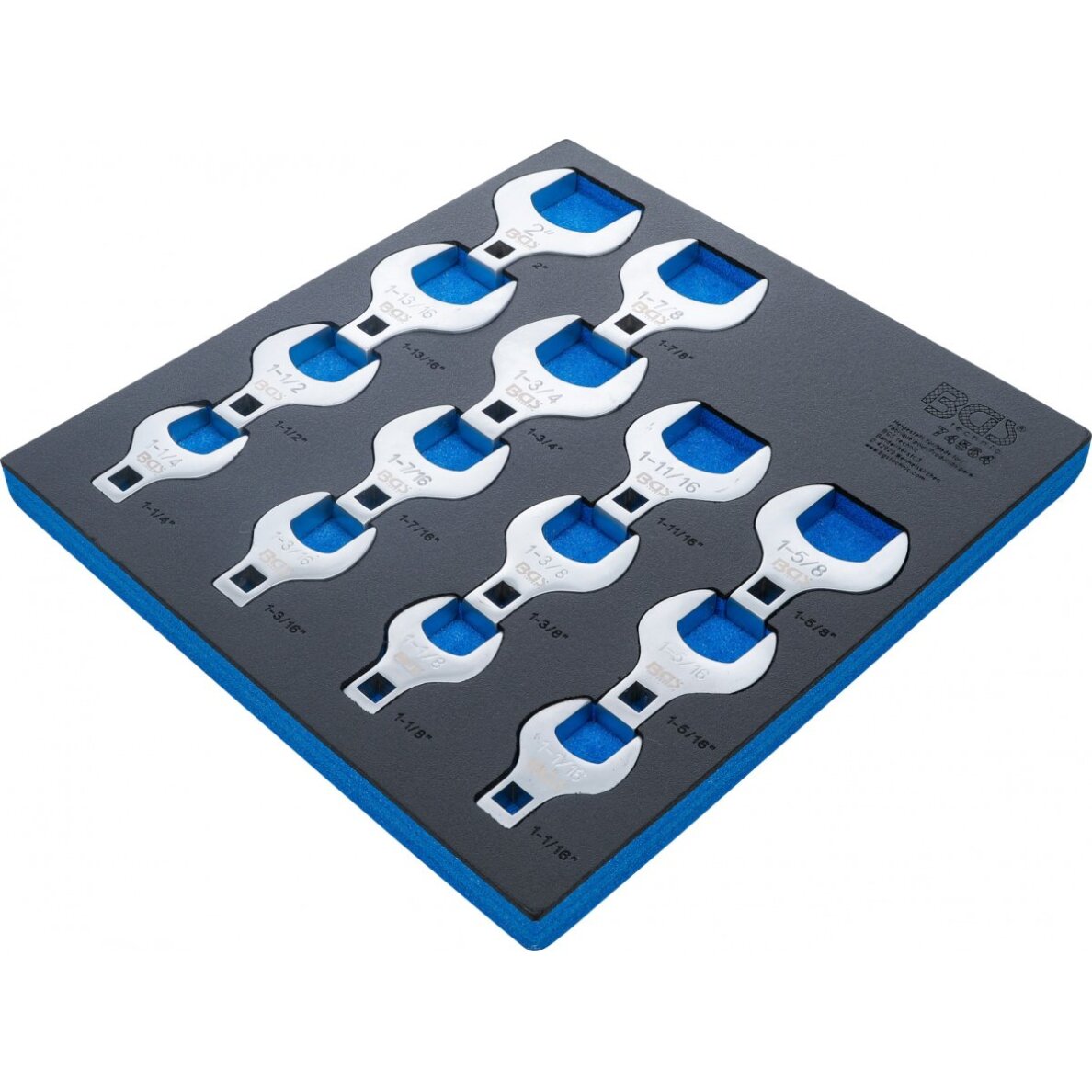 Įrankių dėklas 2/3: Veržliarakčių rinkinys su šoniniais raktais | Coliniai dydžiai | 14 vnt. (74564)