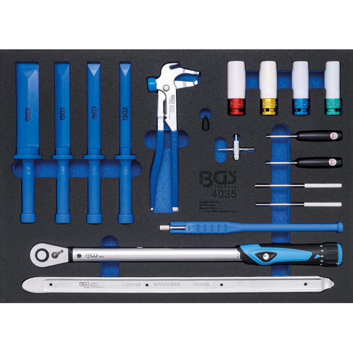 Įrankių dėklas 3/3: specialieji padangų aptarnavimo įrankiai | 18 vnt. (4035) Įrankių dėklas 3/3: specialieji padangų aptarnavimo įrankiai | 18 vnt. (4035)