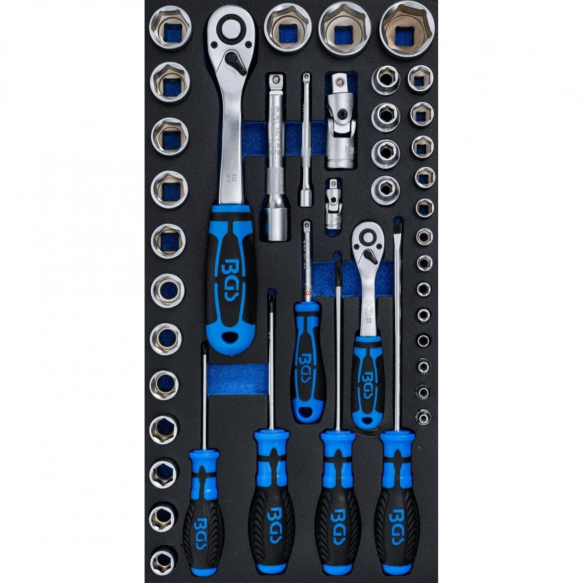 Įrankių dėklas BGS 2002 | galvučių ir įrankių komplektas | 43 vnt. (2002-7) 1 Įrankių dėklas BGS 2002 | galvučių ir įrankių komplektas | 43 vnt. (2002-7) 1