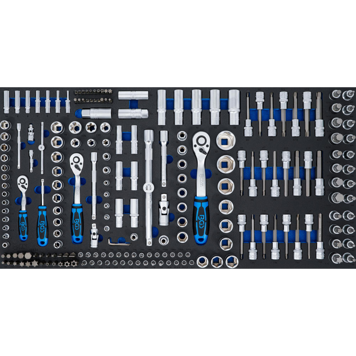 Įrankių dėklas XL: Galvučių rinkinys | 6.3 mm (1/4") / 10 mm (3/8") / 12,5 mm (1/2") | 216 vnt. (74434) 1