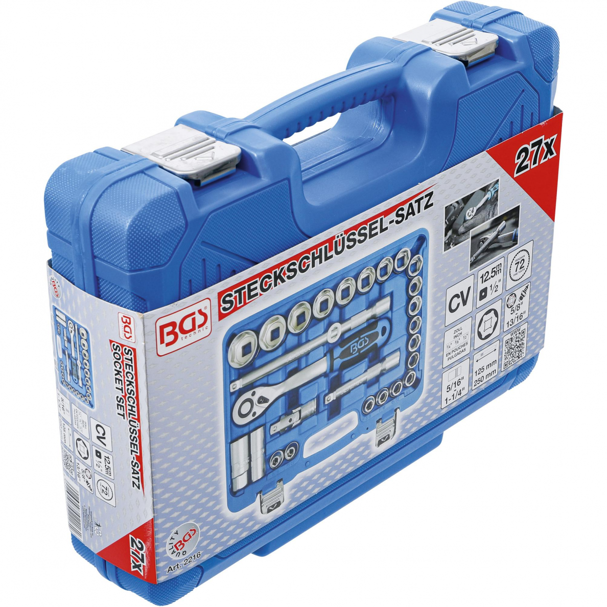 Įrankių ir galvučių komplektas BGS-technic, 12,5 mm (1/2"), coliniai dydižiai, 27 vnt. 4 Įrankių ir galvučių komplektas BGS-technic, 12,5 mm (1/2"), coliniai dydižiai, 27 vnt. 4