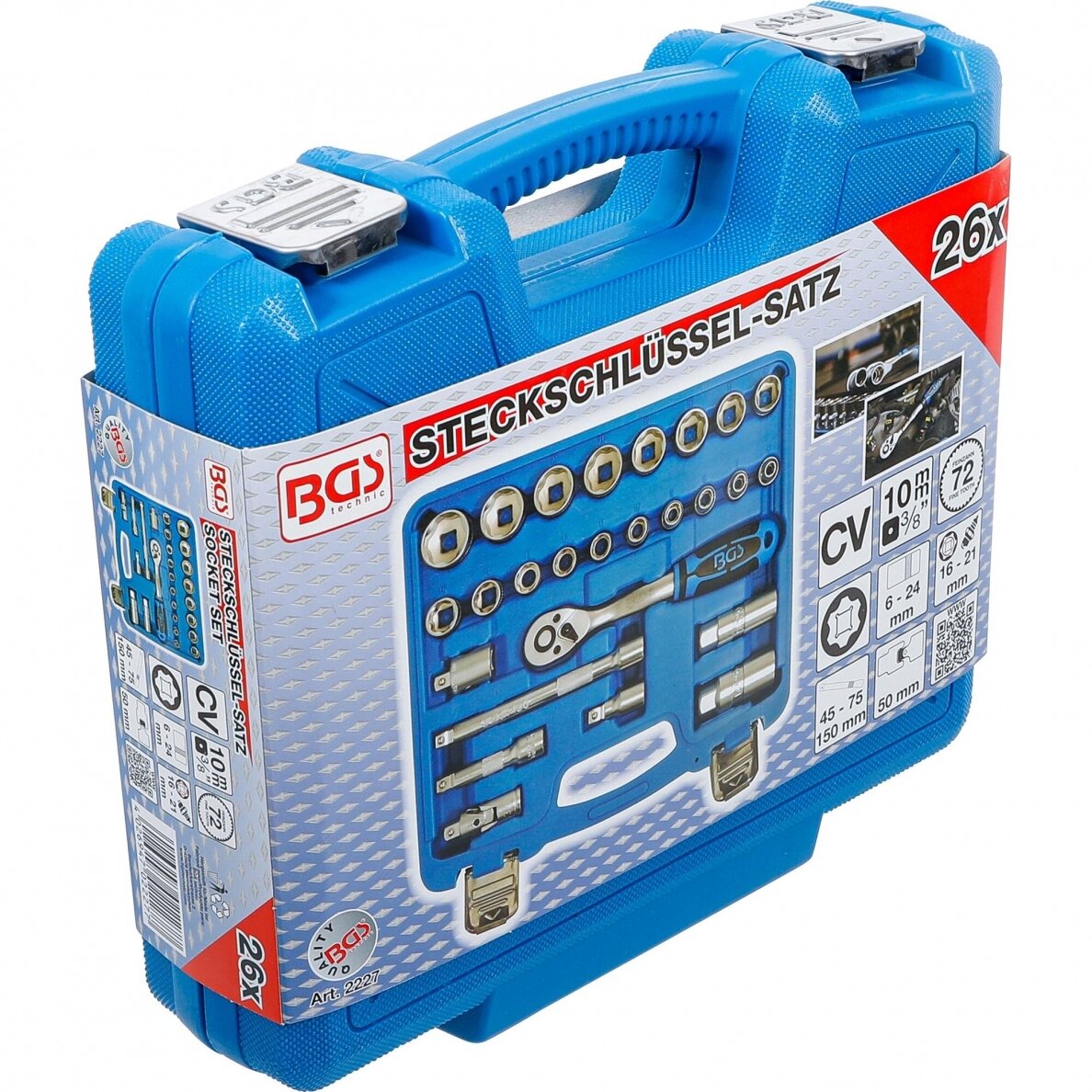 Įrankių ir galvučių komplektas BGS-technic, 10 mm (3/8"),  26 vnt. 6 Įrankių ir galvučių komplektas BGS-technic, 10 mm (3/8"),  26 vnt. 6