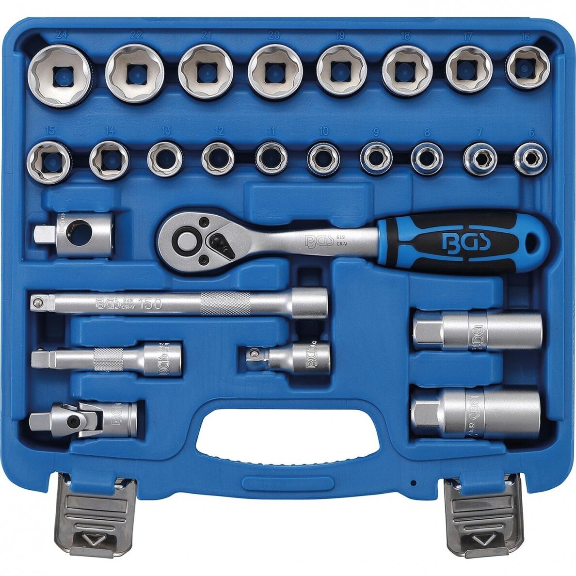 Įrankių ir galvučių komplektas BGS-technic, 10 mm (3/8"),  26 vnt. 4 Įrankių ir galvučių komplektas BGS-technic, 10 mm (3/8"),  26 vnt. 4