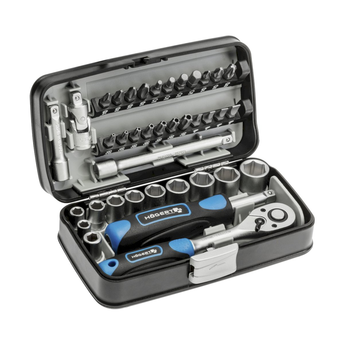 Įrankių komplektas 1/4 mini CrV 38dalių Įrankių komplektas 1/4 mini CrV 38dalių