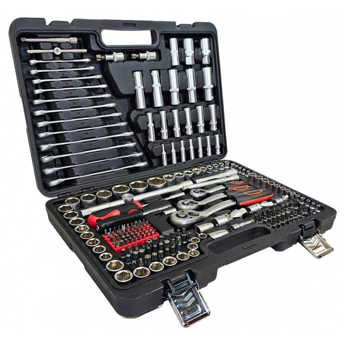 Įrankių rinkinys | Cr-V | 72z | 6.3 mm (1/4") / 10 mm (3/8") / 12,5 mm (1/2") | 216 vnt. (SK216)