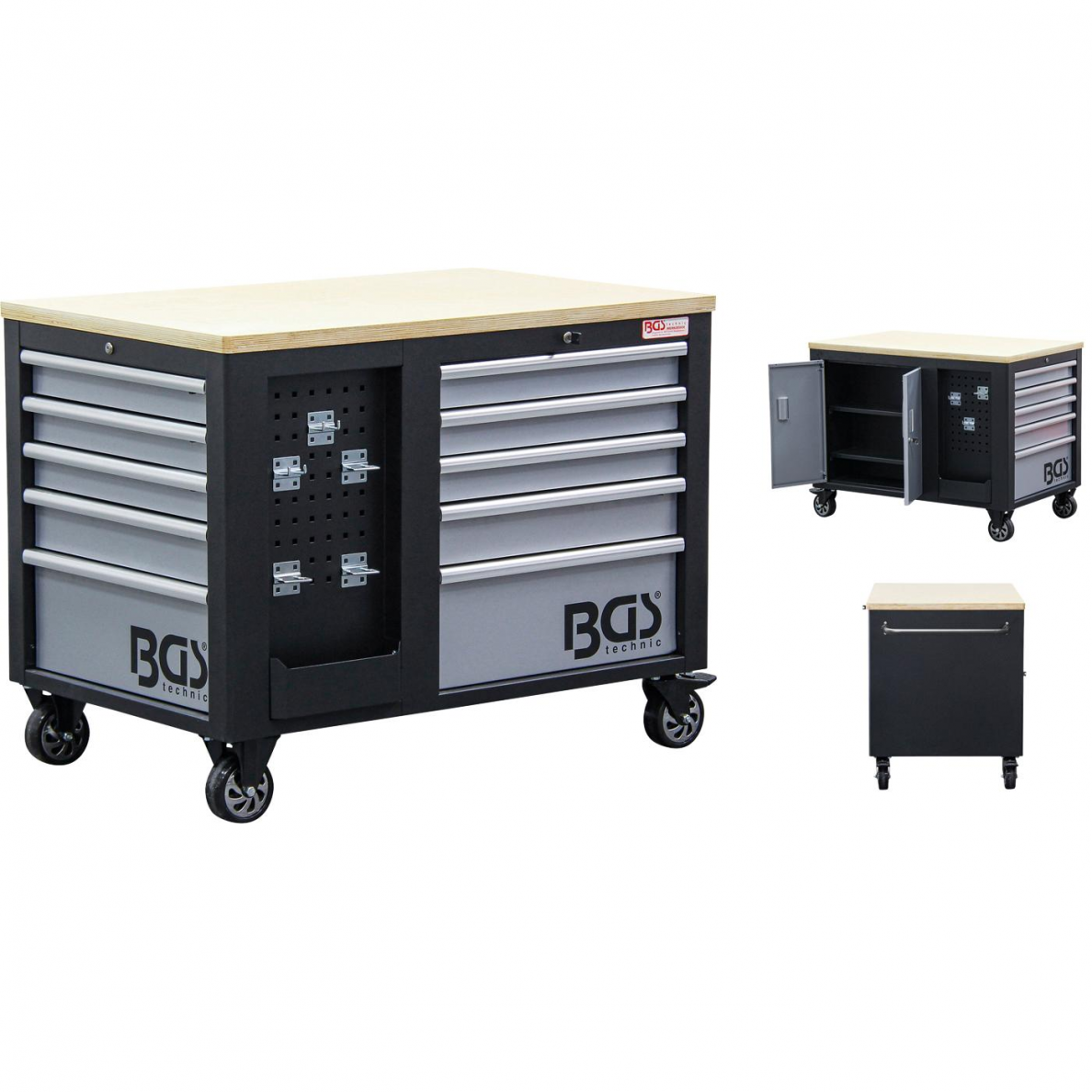 Įrankių vežimėlis BGS-technic, 2x 5 stalčiai, be įrankių, 1 spintelė 2 Įrankių vežimėlis BGS-technic, 2x 5 stalčiai, be įrankių, 1 spintelė 2