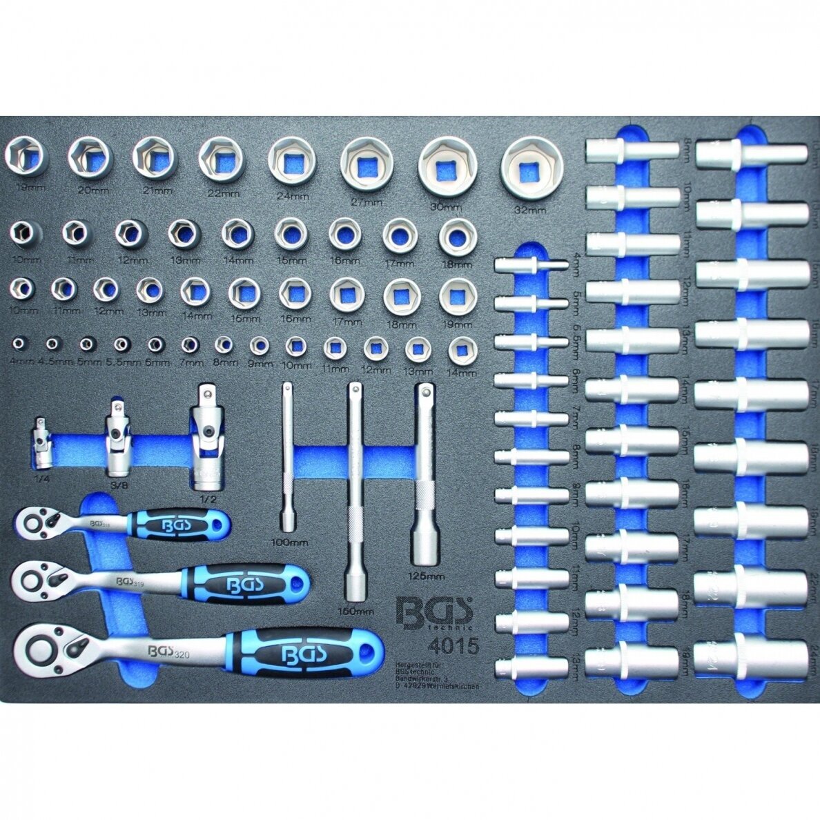 Įrankių spintelė su ratukais BGS-technic, 8 stalčiai su 296 įrankiais 7