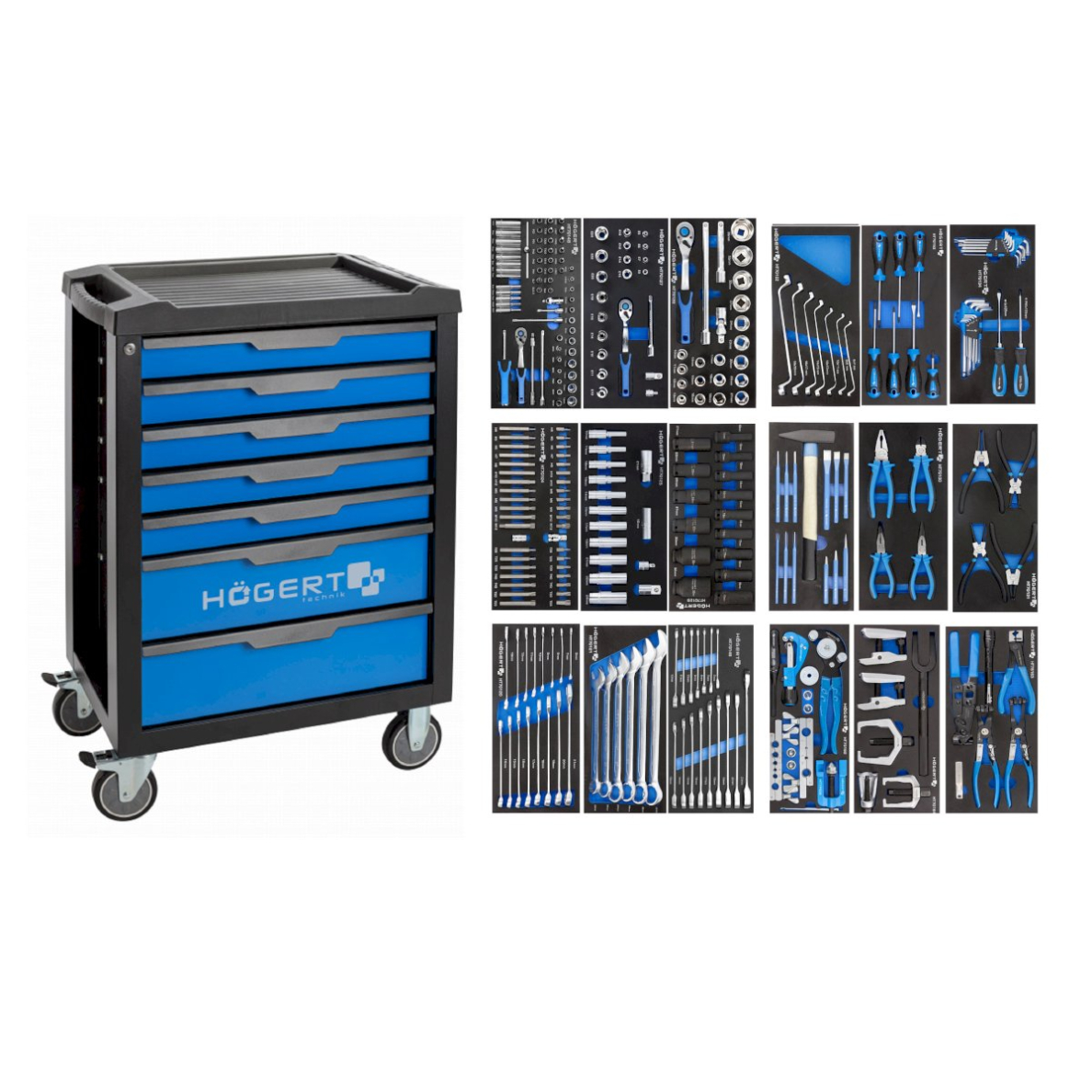 Įrankių vežimėlis 7 stalčių su 284 įrankiais Įrankių vežimėlis 7 stalčių su 284 įrankiais